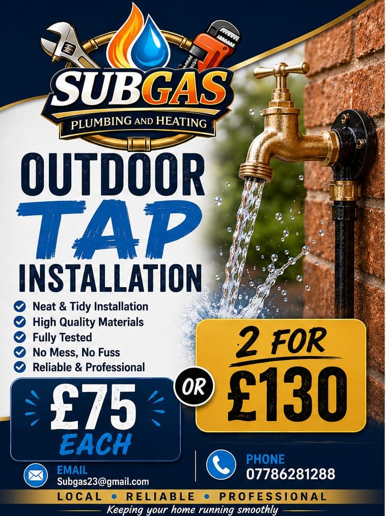 SUBGAS special offer: outdoor tap installation from &pound;75 each, or 2 for &pound;130